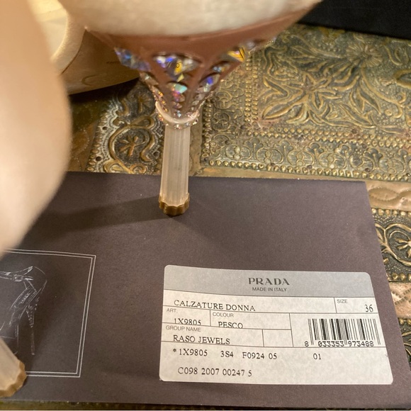NWT Prada satin heels Calzature Donna Jeweled blush cream size 6 - Picture 9 of 10